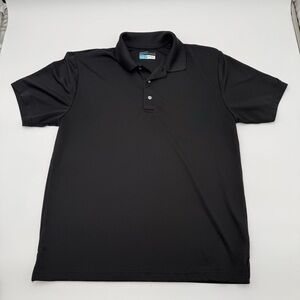 PGA Tour AirFlux Men's Large Golf Polo Shirt Black Short Sleeve Collared